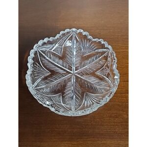 American Brilliant Deep‎ Cut Crystal Glass 6" Sawtooth Dish Pinwheel